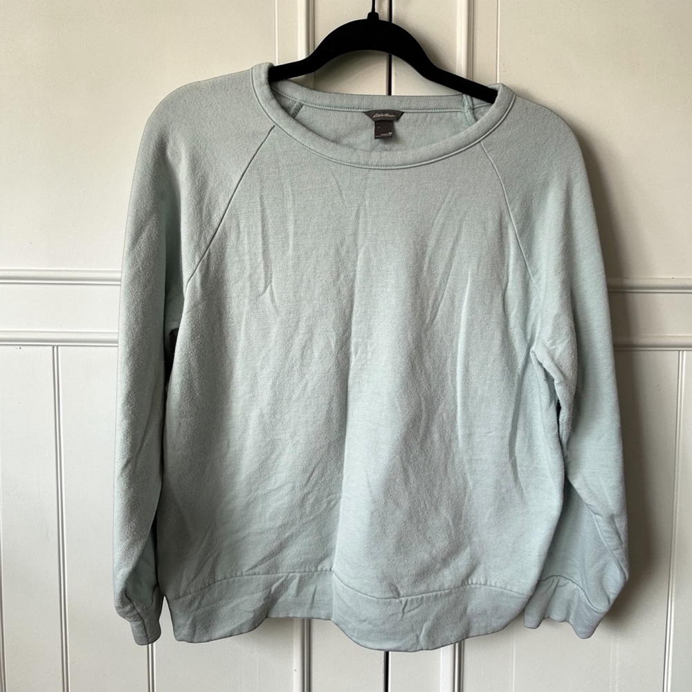 Eddie Bauer Sweatshirt Womens Medium Mint Green Crewneck Soft Fleece Lounge